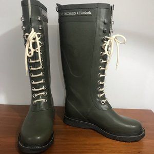 Ilse Jacobsen Green Lace Up Rain Boot Size 38